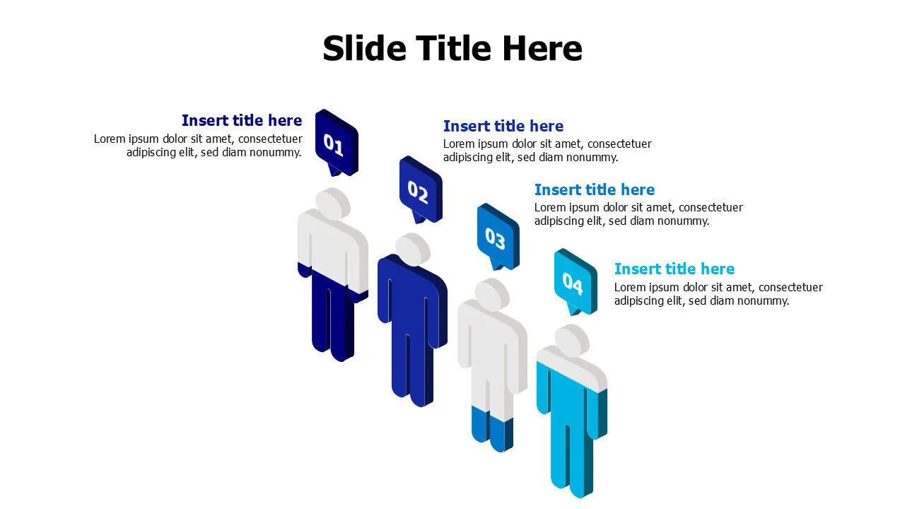 4 points 3D different fillings persons infographic