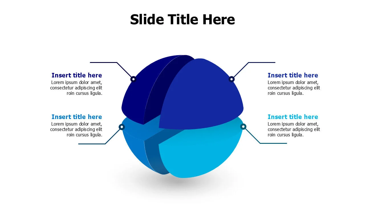 4 points 3D divided ball infographic