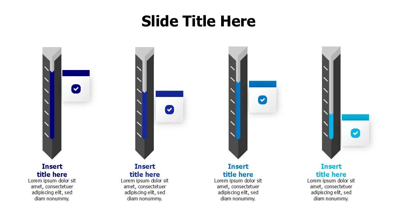 4 points 3D editable ruler infographic