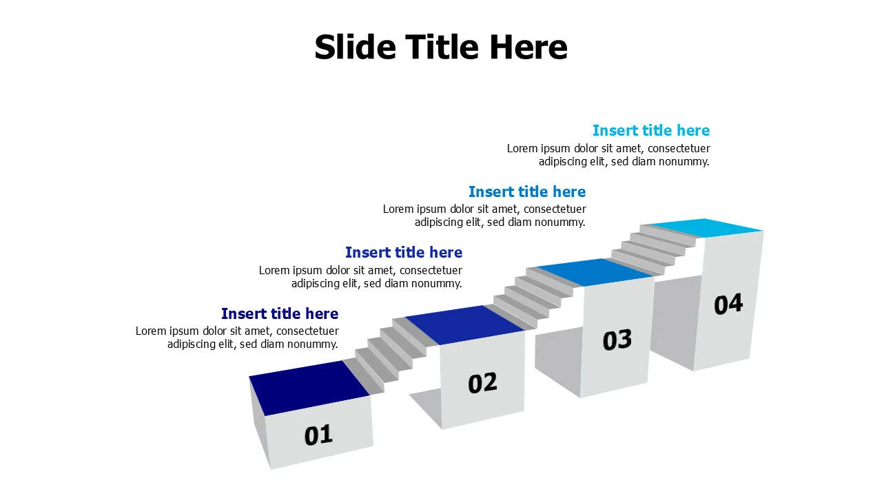4 points 3D growing blocks with ladders infographic