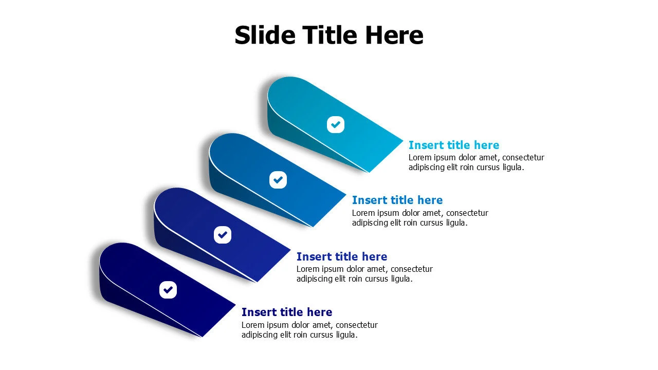 4 points 3D outstanding shapes infographic with icons