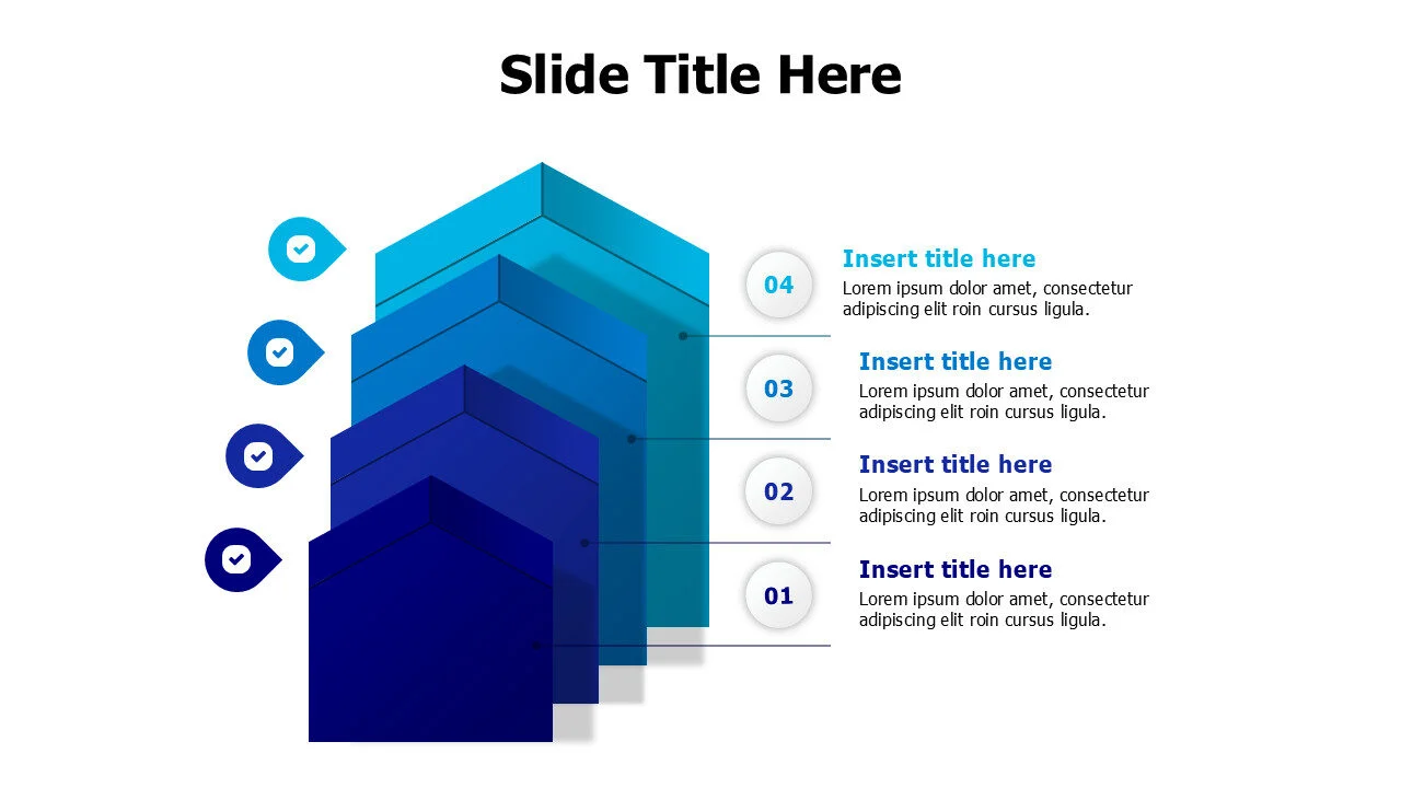 4 points 3D standing blocks infographic
