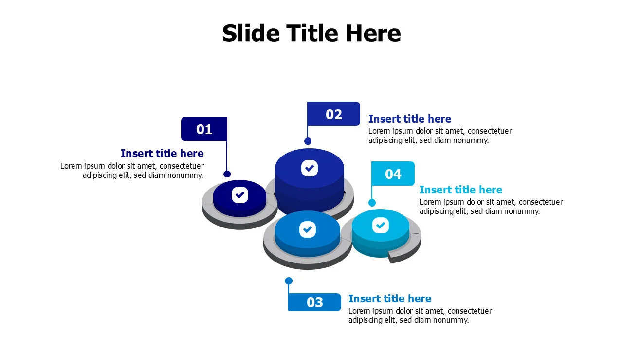 4 points 3D stops in a road infographic