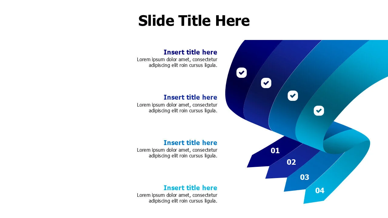 4 points 3D stripes infographic with icons