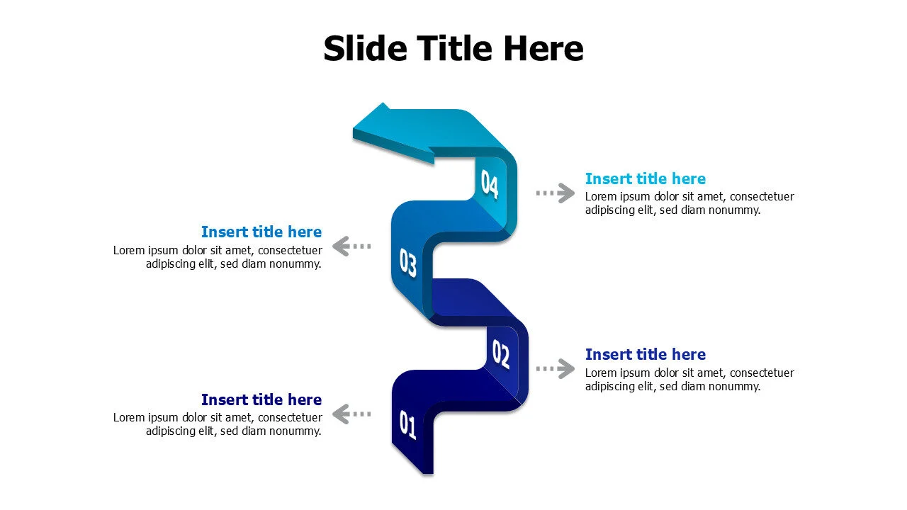 4 points 3D twisted arrow up infographic