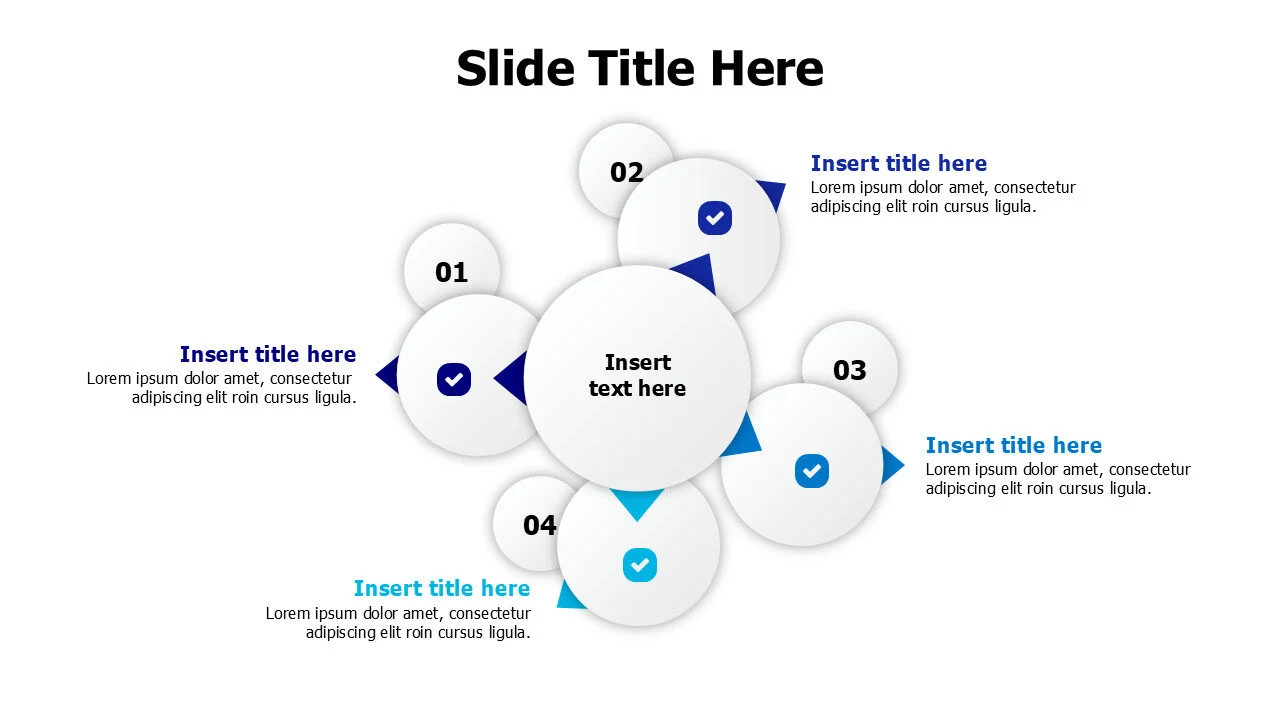 4 points 3D white circles infographic