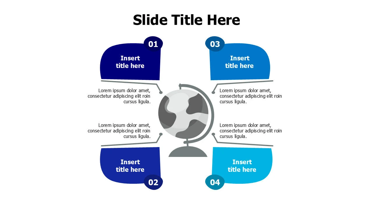 4 points Rotating earth ball infographic