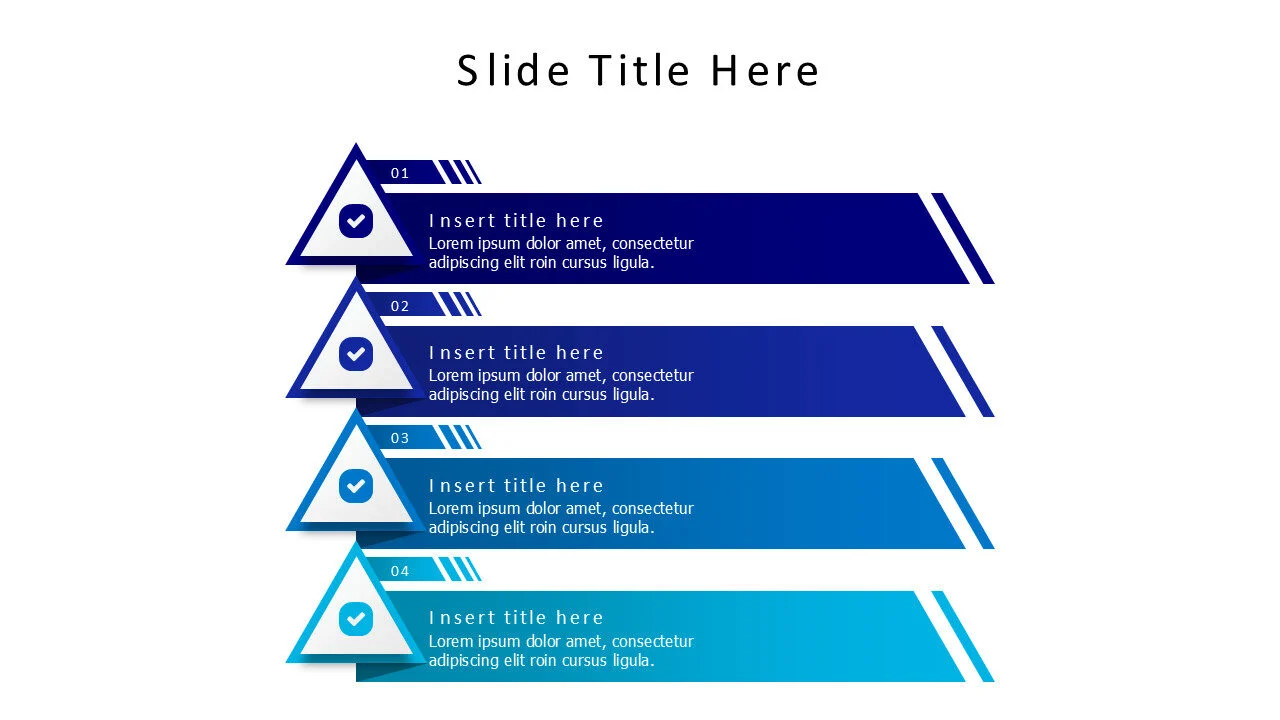 4 points a stripe from triangle infographic with icons