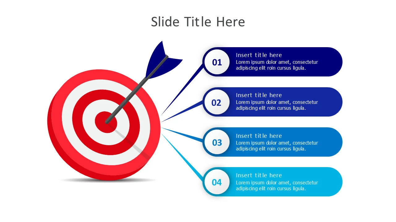 4 points around a target goals infographic