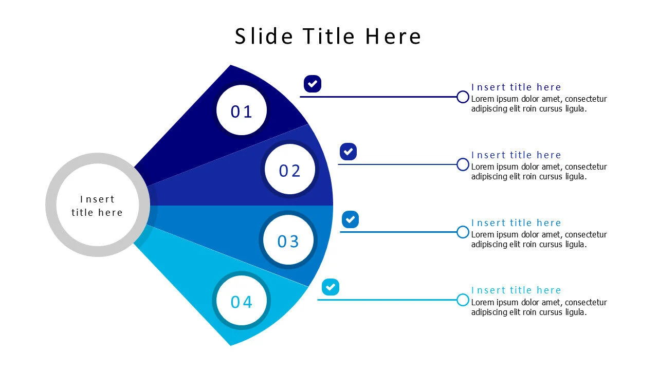 4 points branching infographic with numbers