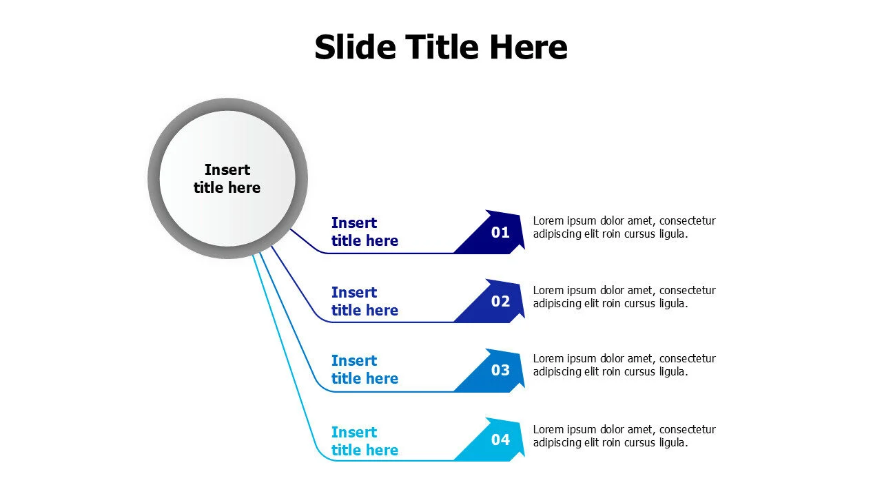 4 points branching lines from a circle infographic