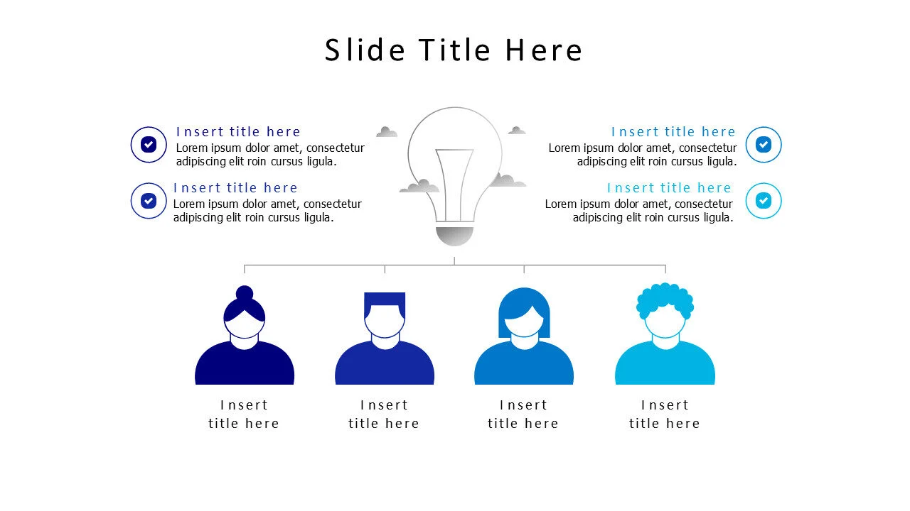 4 points bulb with people infographic