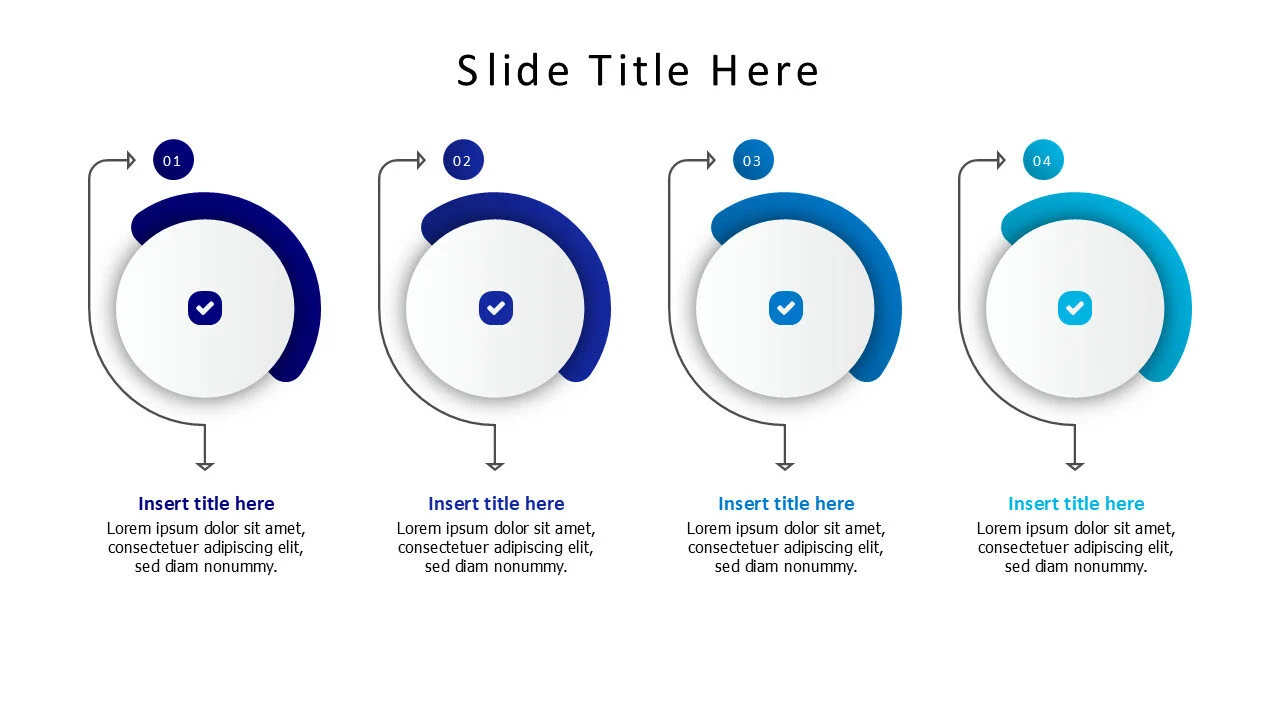 4 points circles with gradient background infographic