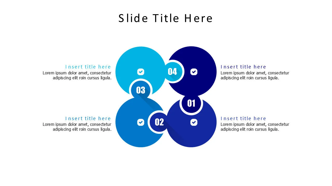 4 points circular colored puzzle pieces infographic