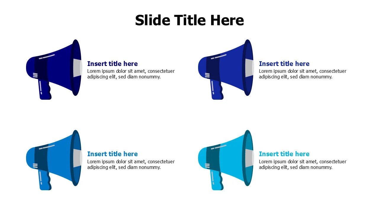4 points colored Megaphone infographic
