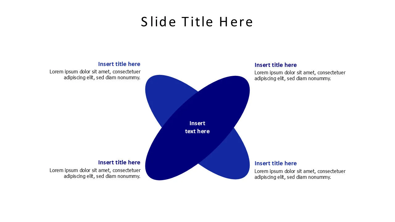 4 points colored X shape infographic