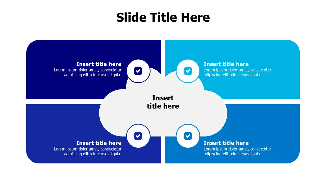 4 points colored blocks with a cloud infographic