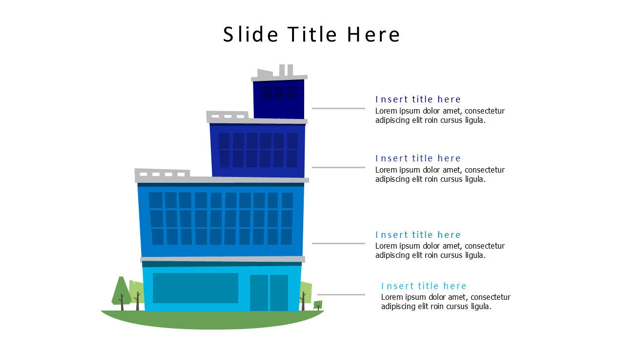 4 points colored building infographic