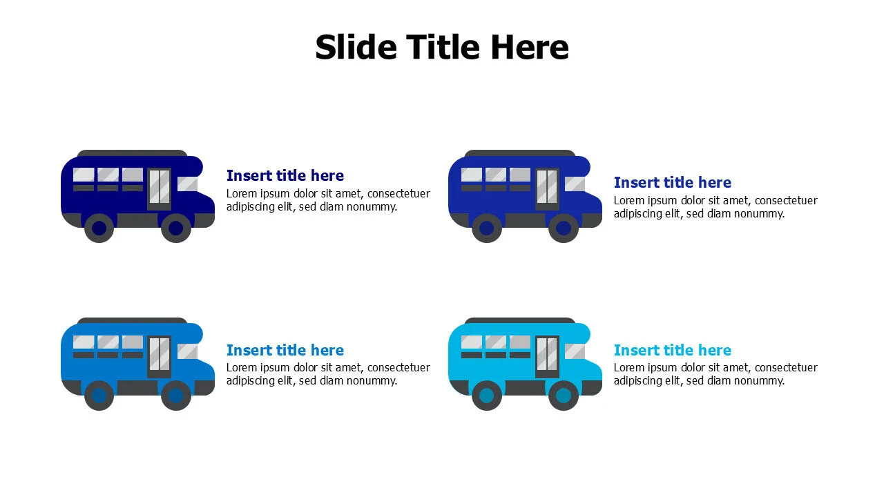 4 points colored bus infographic