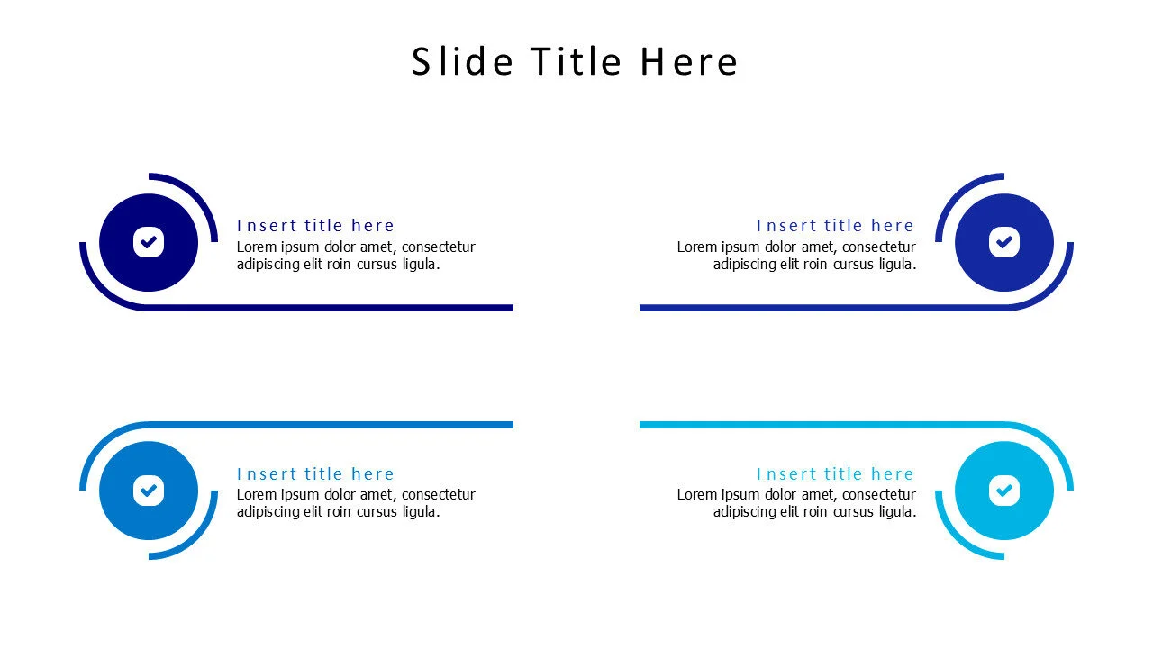 4 points colored circles with lines infographic
