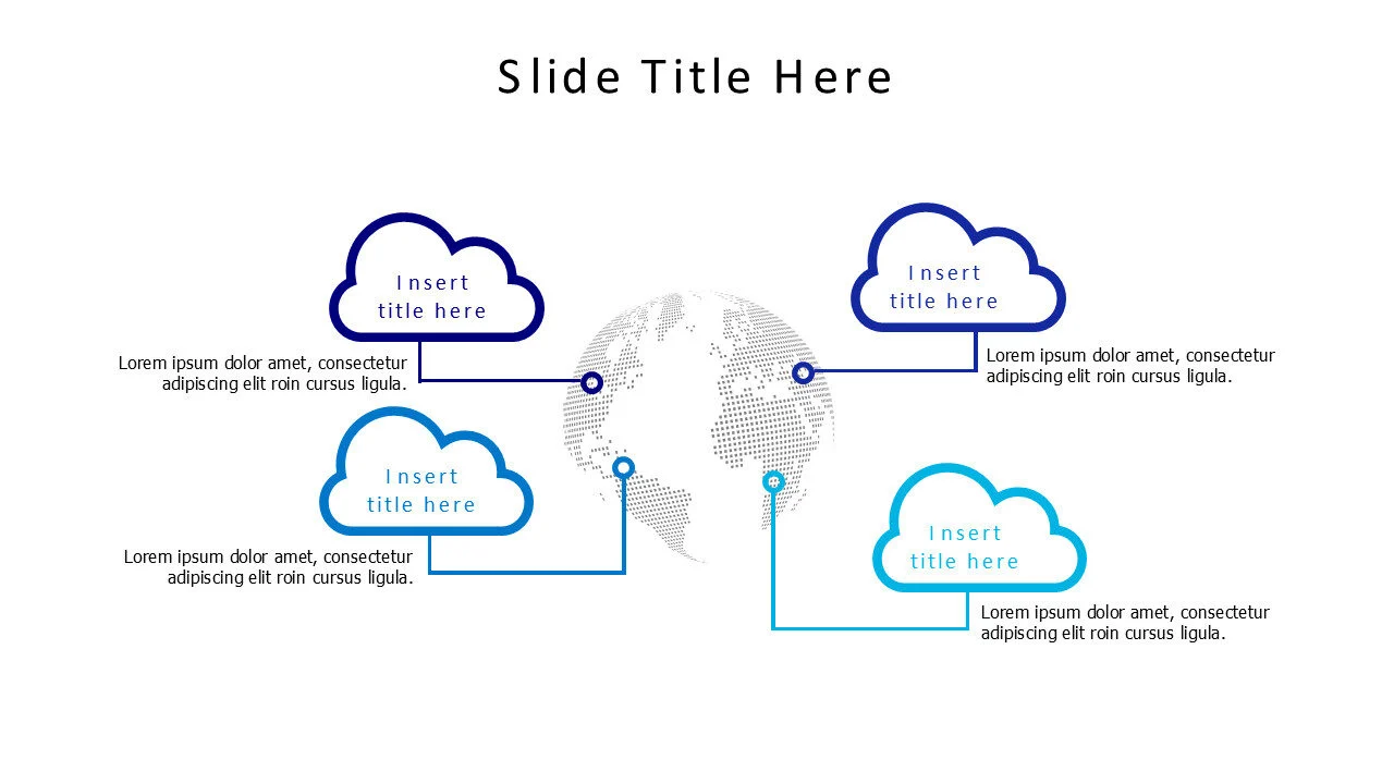 4 points colored clouds on earth infographic