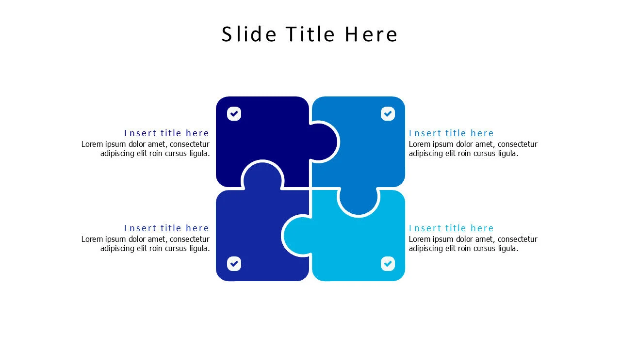 4 points colored connected curved puzzle pieces infographic