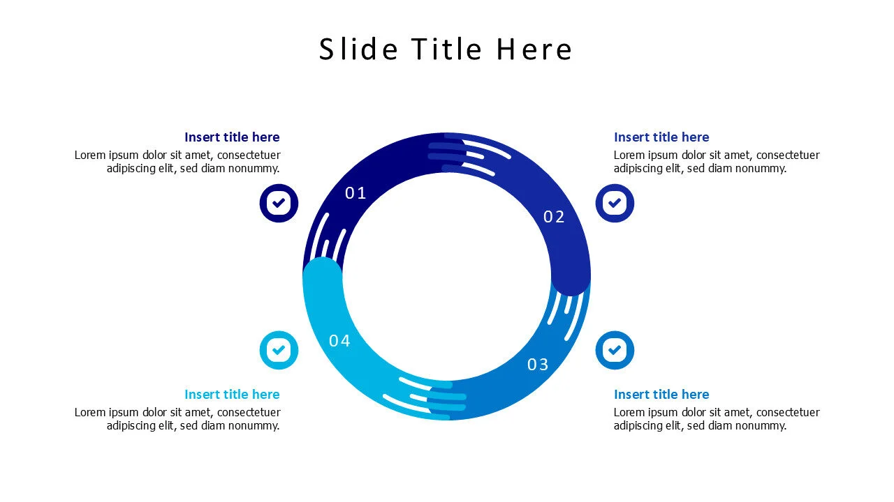 4 points colored divided circle rounded infographic