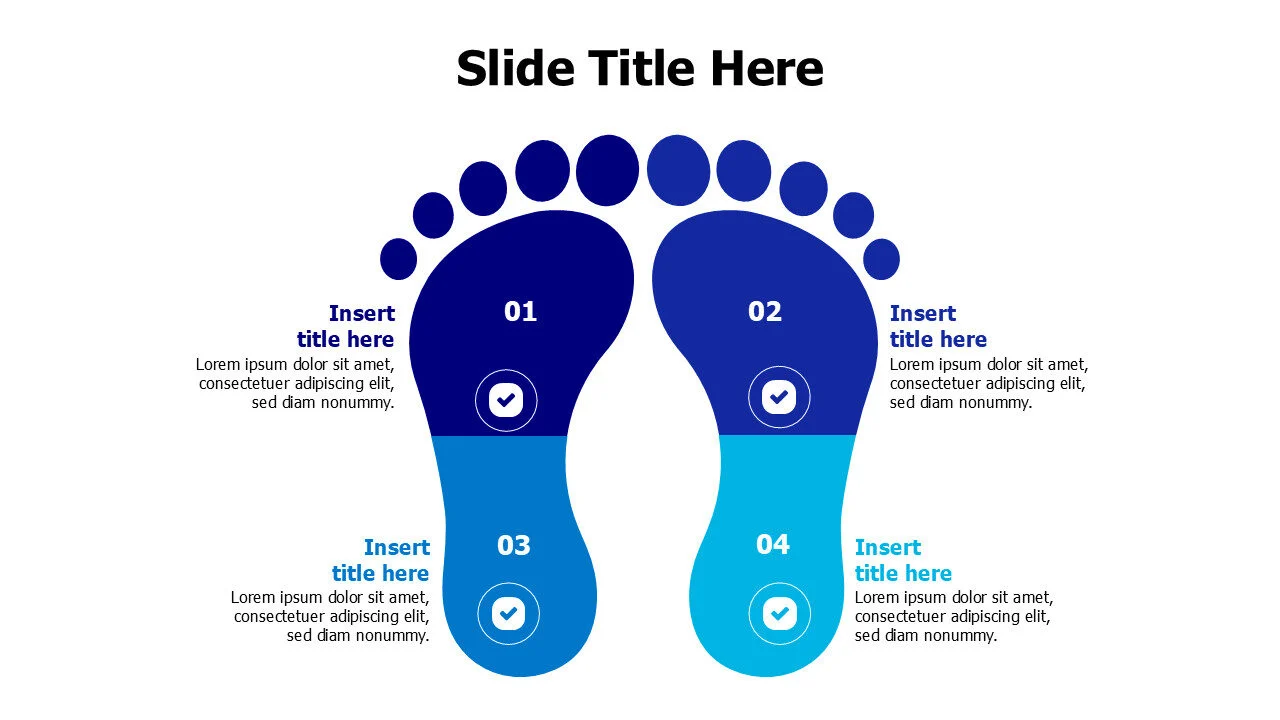 4 points colored divided footprint infographic