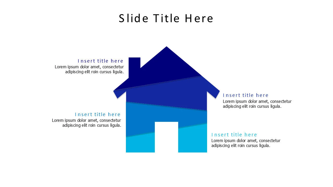 4 points colored divided home infographic