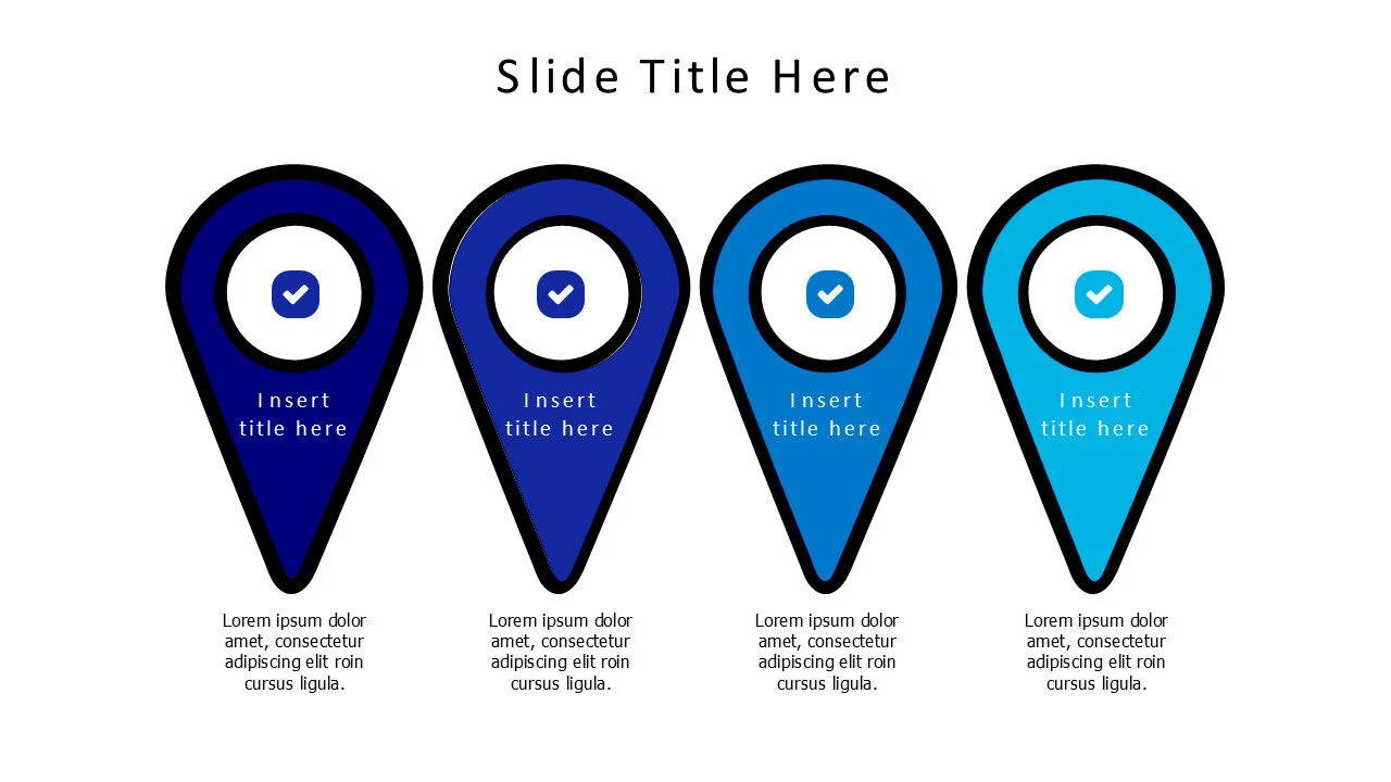 4 points colored doodle location pins infographic