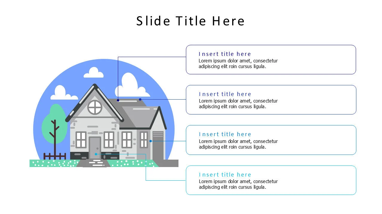 4 points colored house infographic