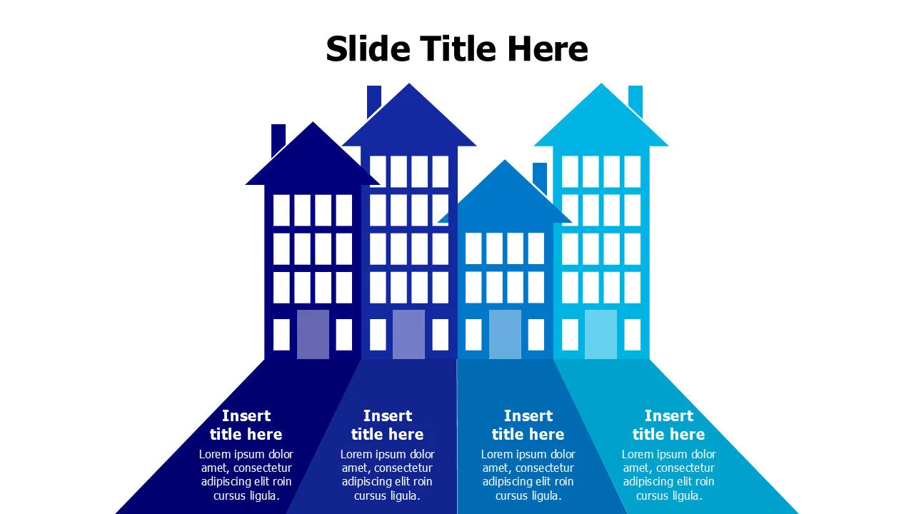 4 points colored houses infographic