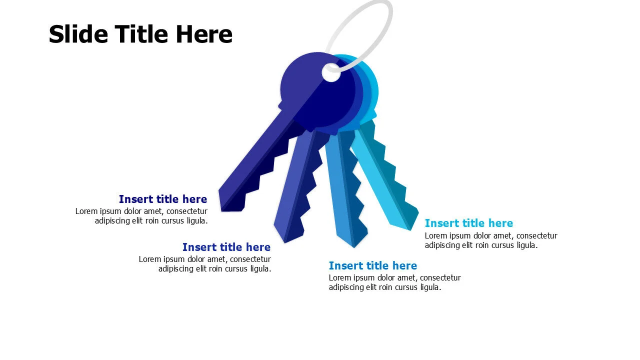 4 points colored keys infographic
