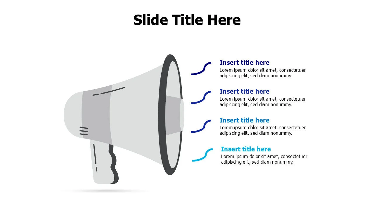 4 points colored lines from megaphone infographic
