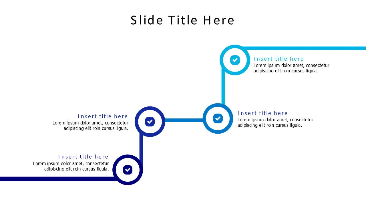 4 points colored lines with icons
