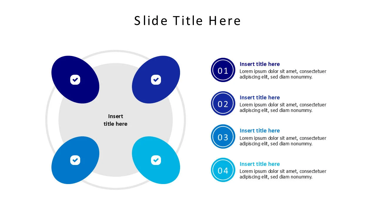 4 points colored ovals with icons infographic