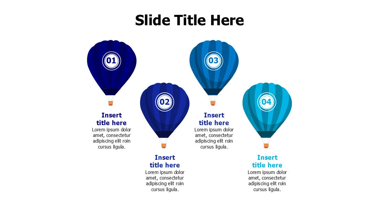 4 points colored parachutes infographic