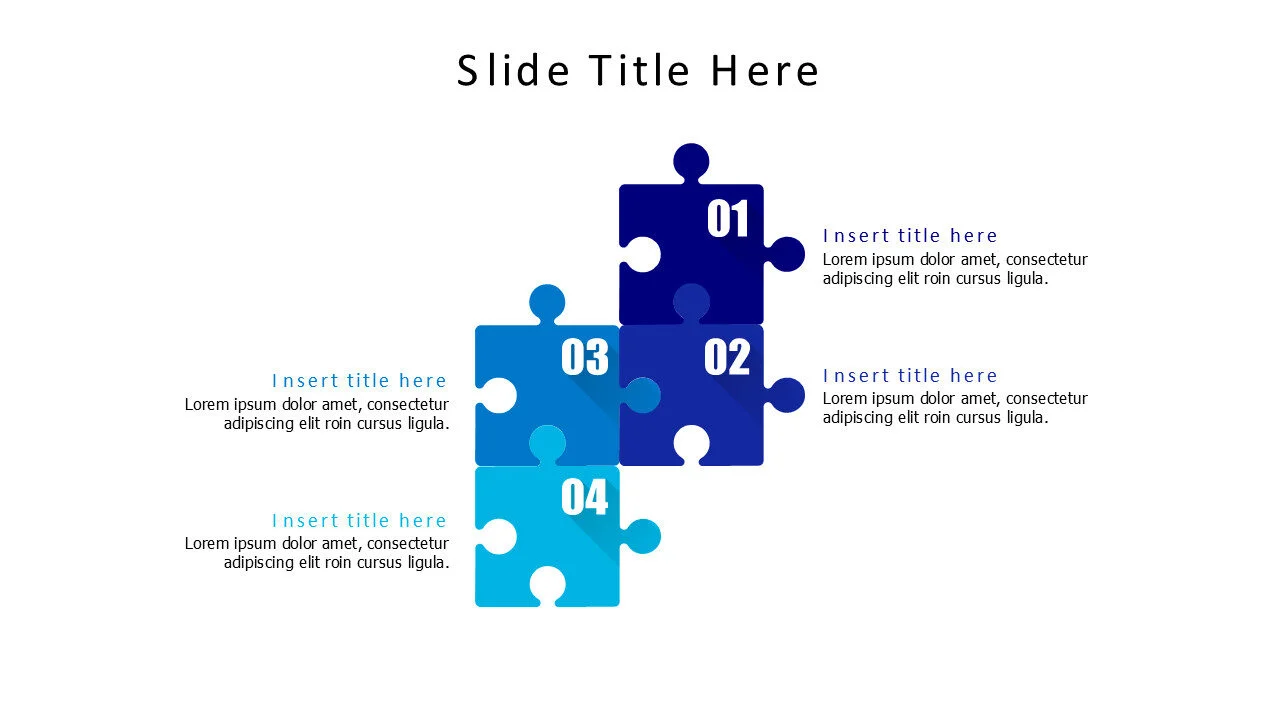 4 points colored puzzle pieces infographic with numbers