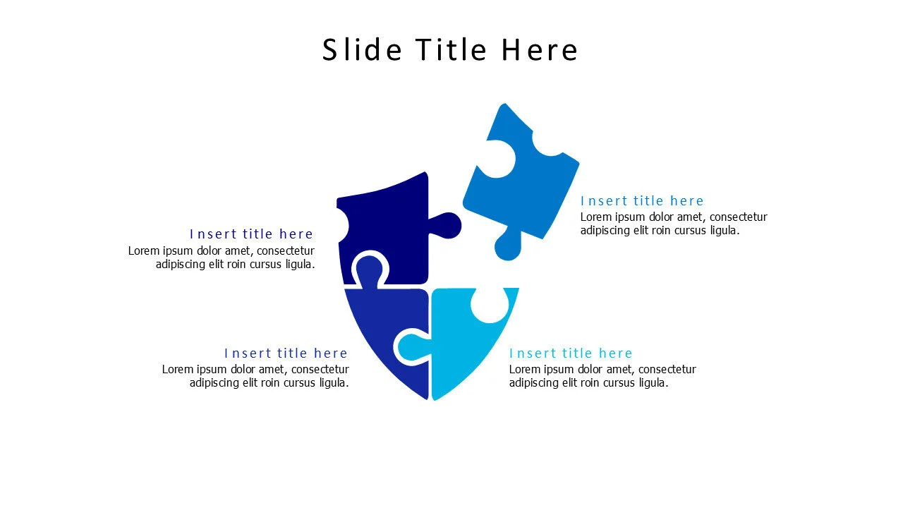 4 points colored puzzle shield sign infographic