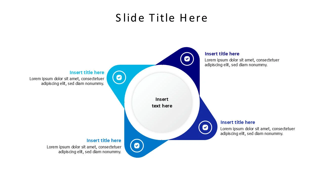 4 points colored shapes around a circle infographic