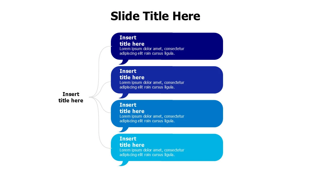 4 points colored speech bubbles infographic