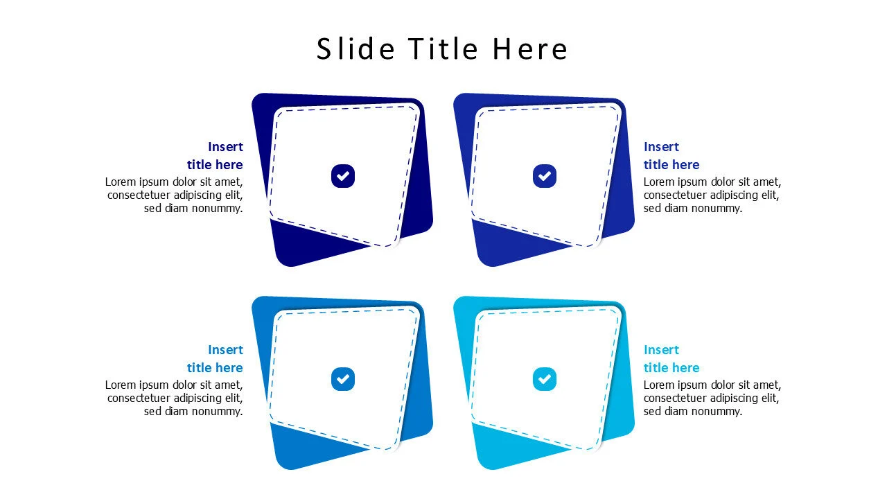 4 points colored squares with icons infographic