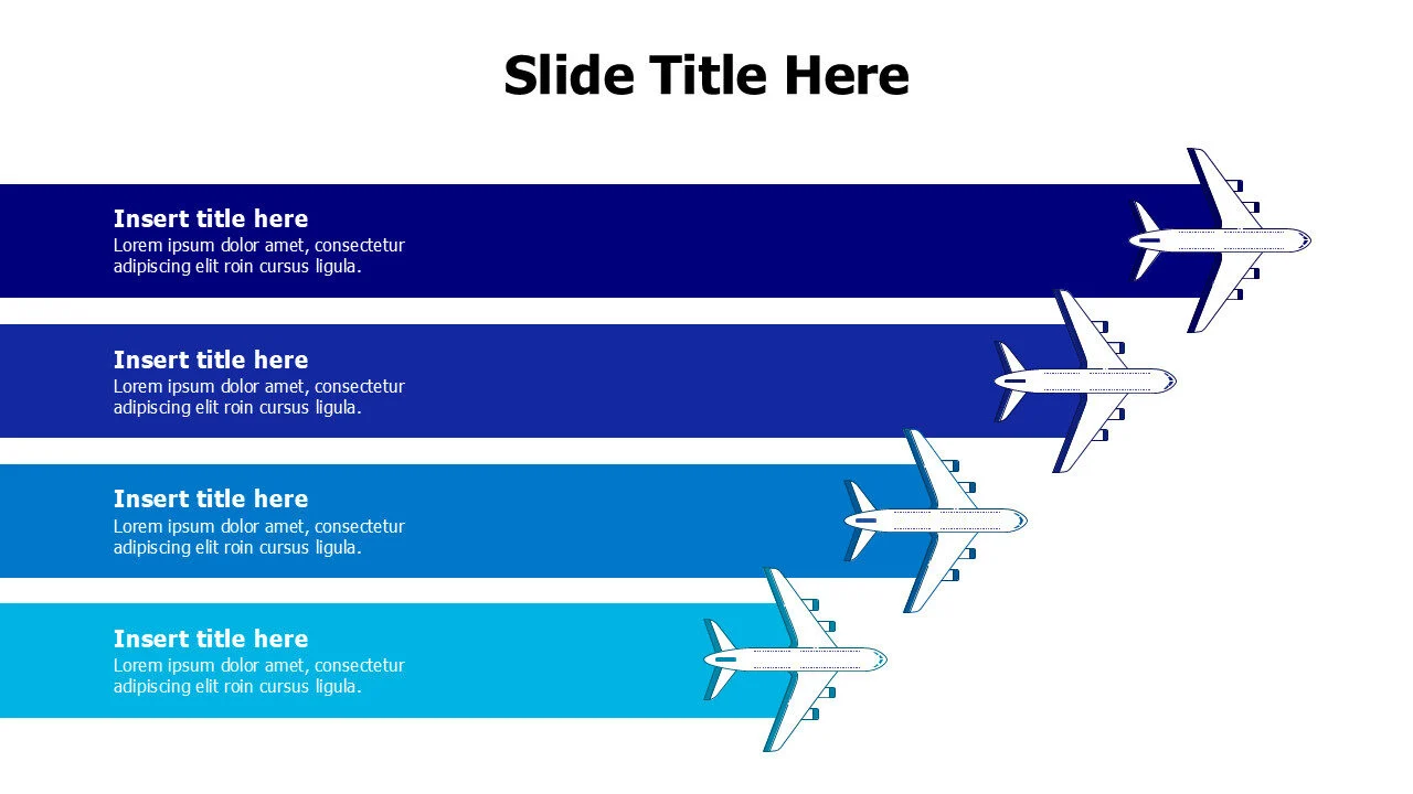 4 points colored stripes with airplanes infographic