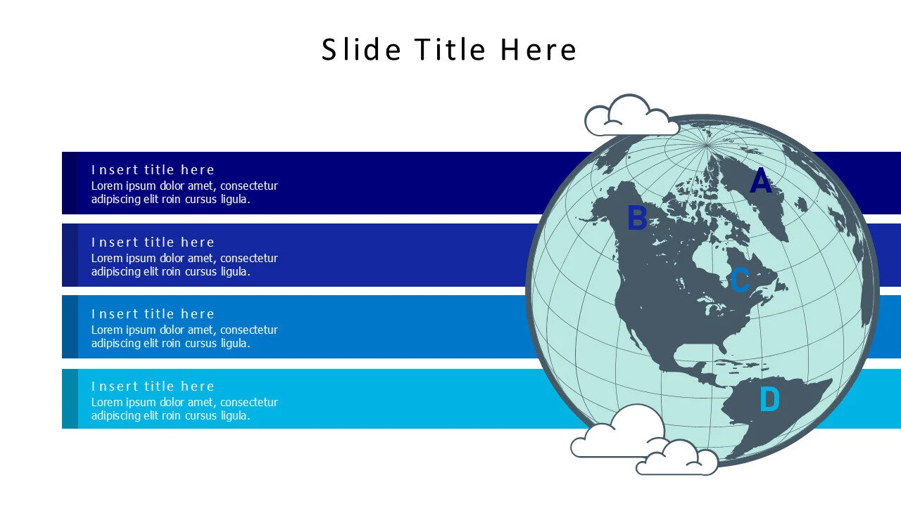 4 points colored stripes with doodle earth infographic