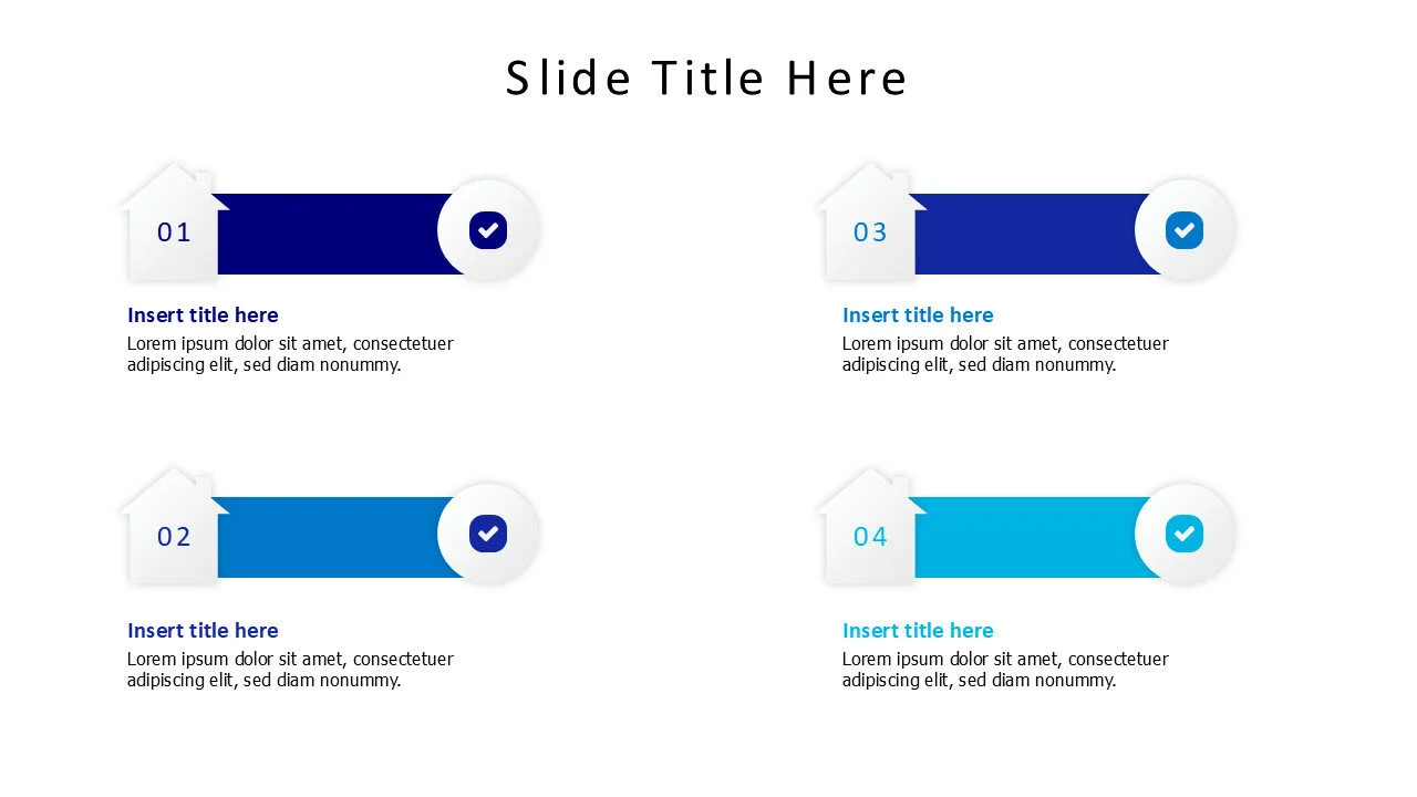 4 points colored stripes with houses infographic