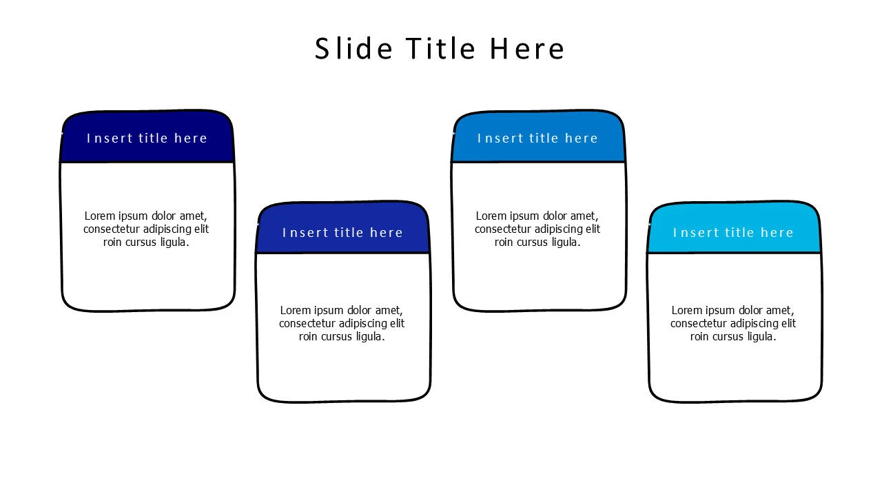 4 points colored titles with doodle blocks infographic