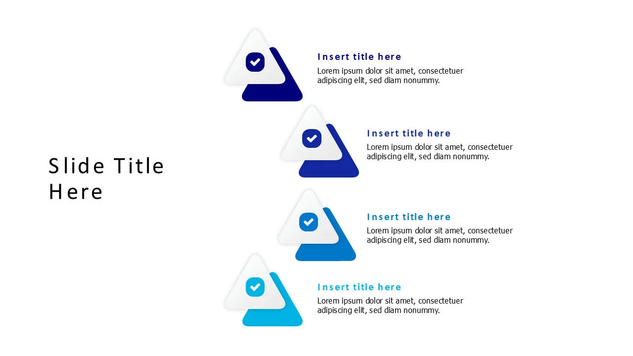 4 points colored triangles with icons infographic v1.0