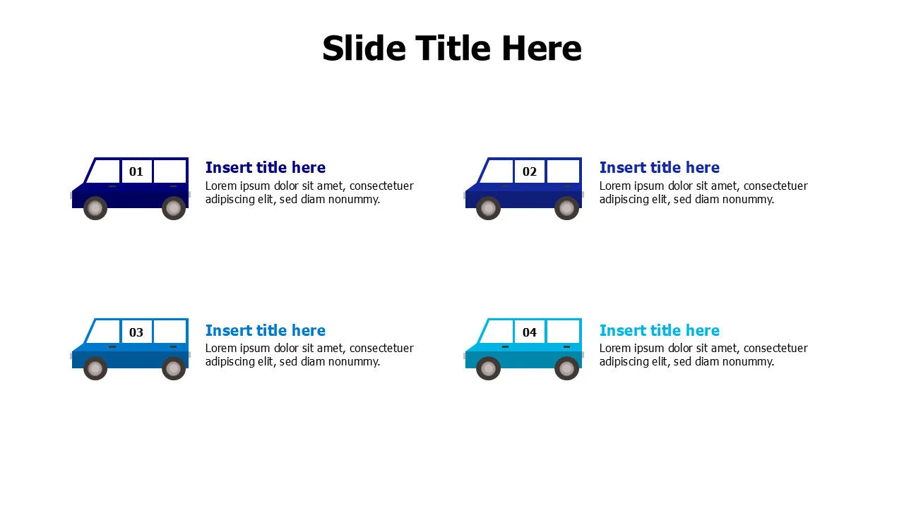 4 points colored van infographic