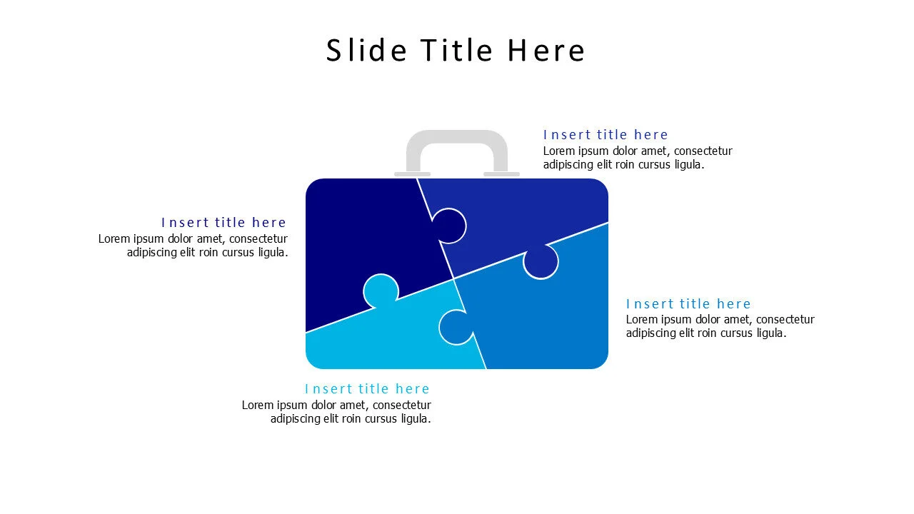 4 points colored work bag puzzle infographic