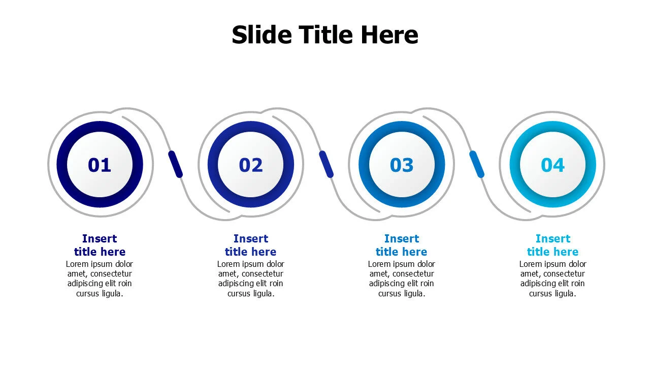 4 points connected colored circles infographic